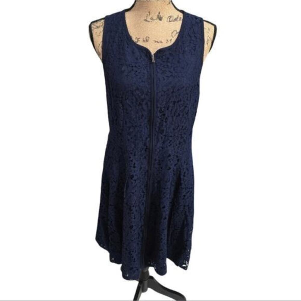 Betsey Johnson Navy Lace Fit Flare Zipper‎ Dress Women Size 12